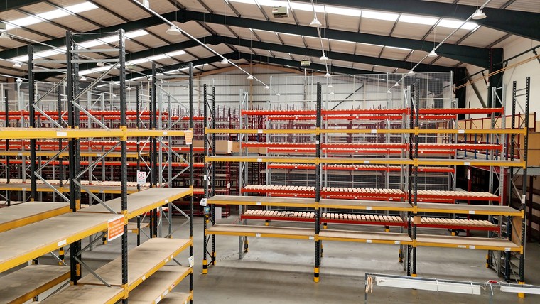The warehouse interior looking towards the loading doors